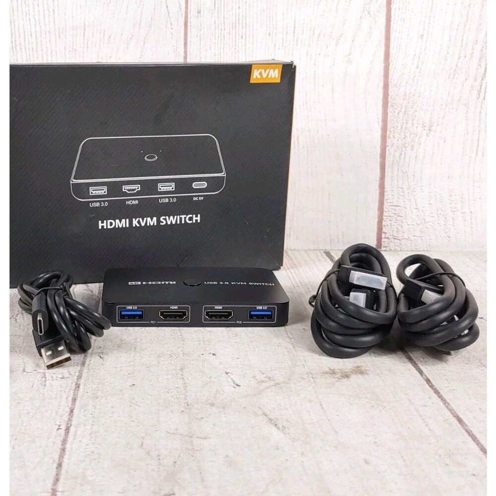 NEW OPEN BOX, Ablewe KVM Switch HDMI - 2 Port USB 3.0 Switch - FOR 2 COMPUTERS